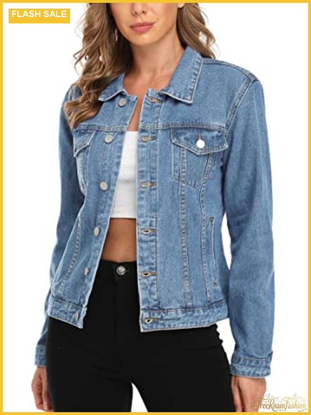 Classic Denim Jacket - Button Up Long Sleeve Cotton